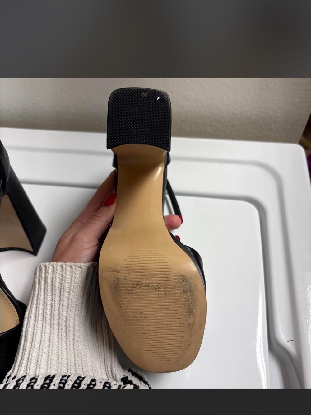 Steve Madden Black Platform Block Heels with Ankle Strap - Picture 3 of 4